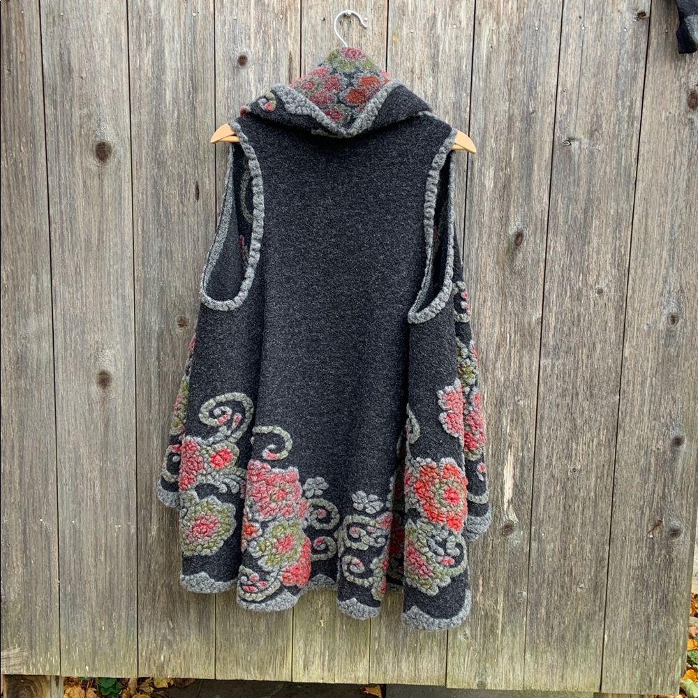 Vintage Concept Wool Floral Waterfall Cardigan Small - Picture 5 of 8